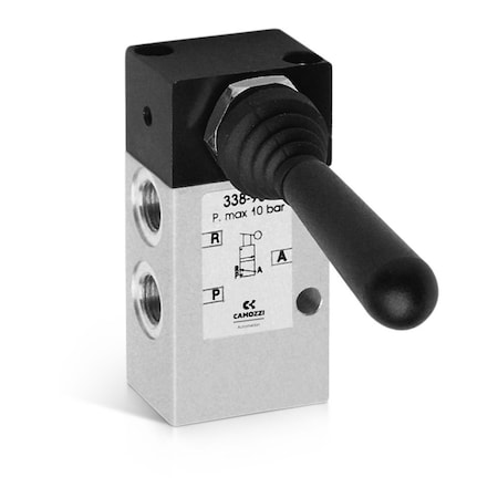338-915Tf Manuall Operated Valve,Series 3,3-Way 2-Postion Nc,1/8 Ports,Resetting: Knob,Monostable